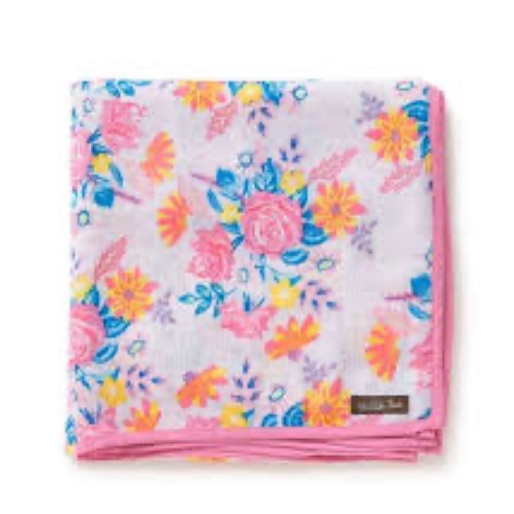 NWT Matilda Jane Floral swaddle blanket  with Pink Trim baby girl